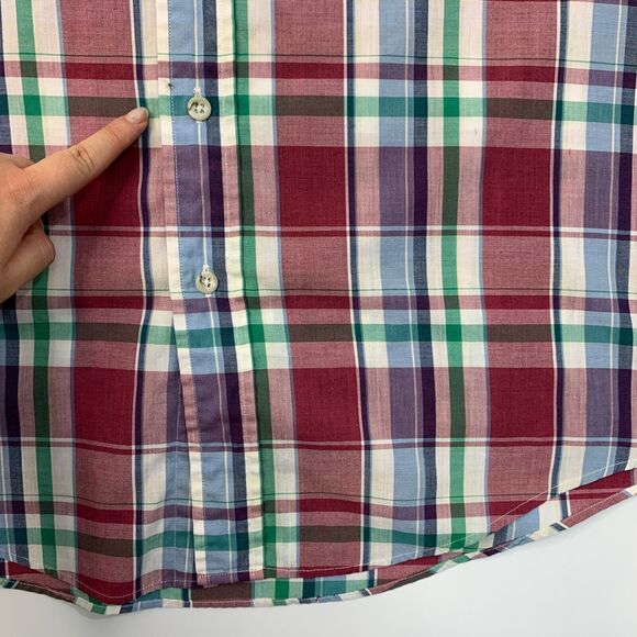 Vintage Chaps Ralph Lauren Shirt Mens L Large Plum Blue Plaid Long Sleeve 90s - Picture 5 of 10